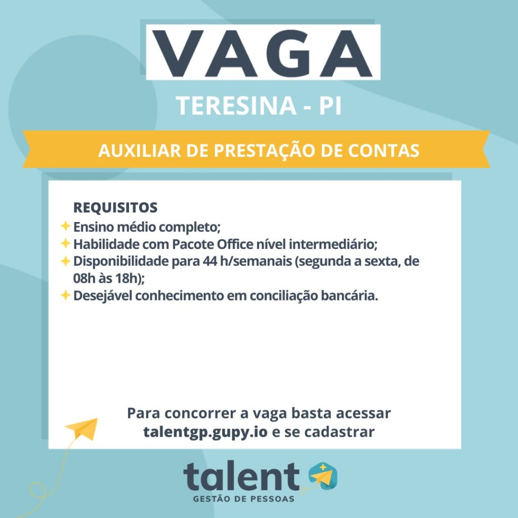 Vaga de emprego para Auxiliar de Prestação de Contas