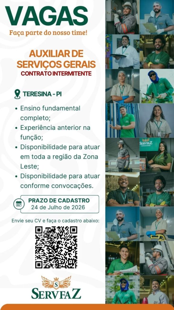 Vaga de emprego para Auxiliar de Serviços Gerais