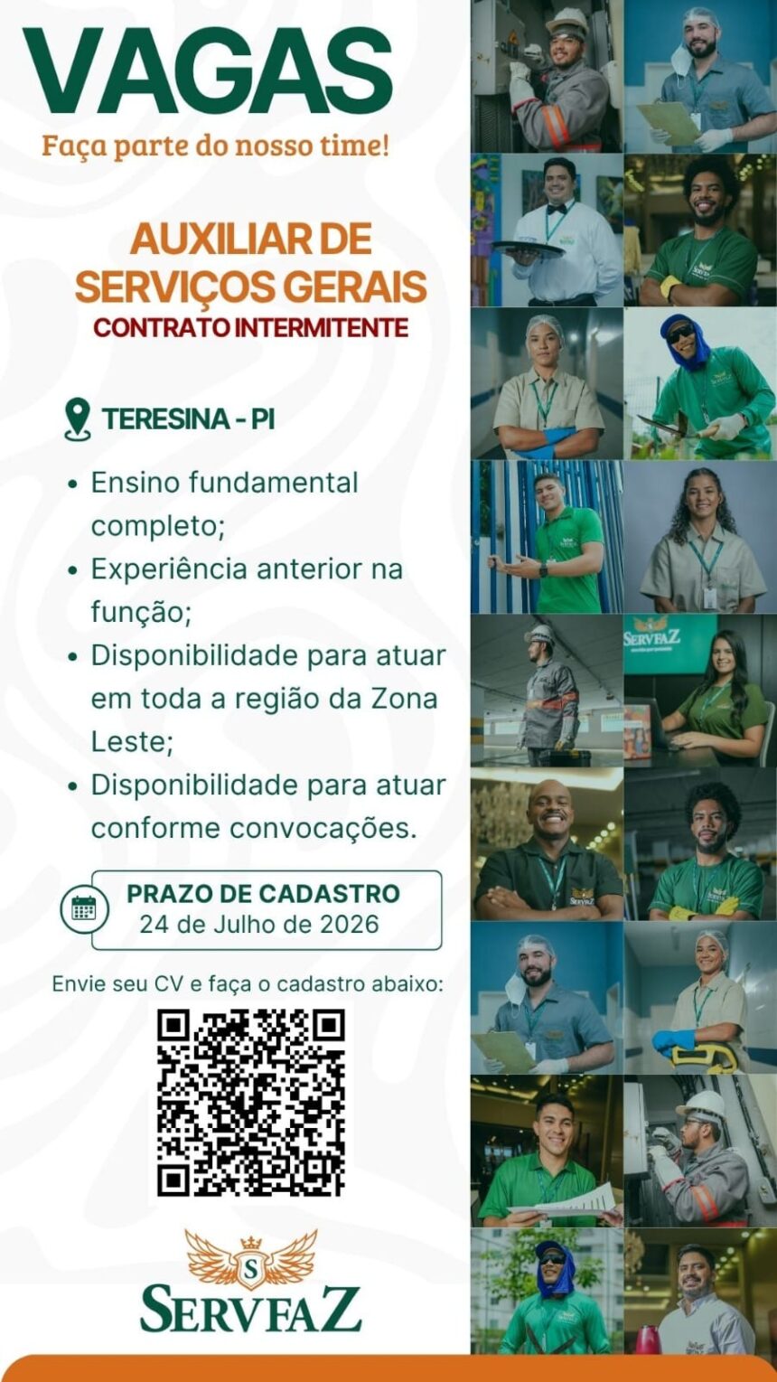 Vaga de emprego para Auxiliar de Serviços Gerais
