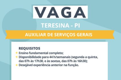 Vaga de emprego para Auxiliar de Serviços Gerais