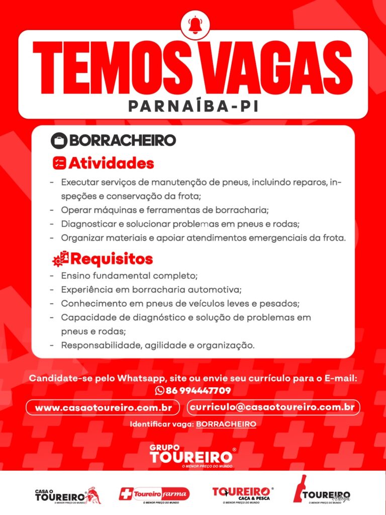 Vaga de emprego para Borracheiro