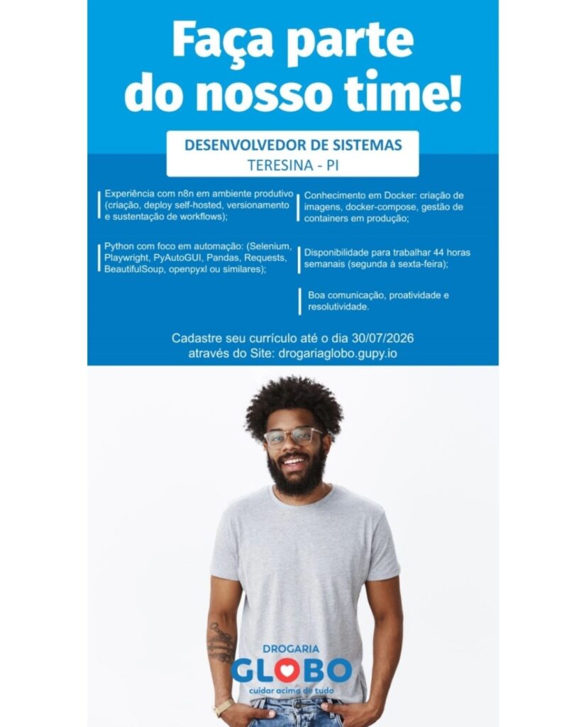 Vaga de emprego para Desenvolvedor de Sistemas