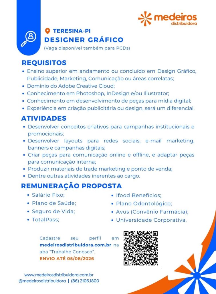 Vaga de emprego para Designer Gráfico