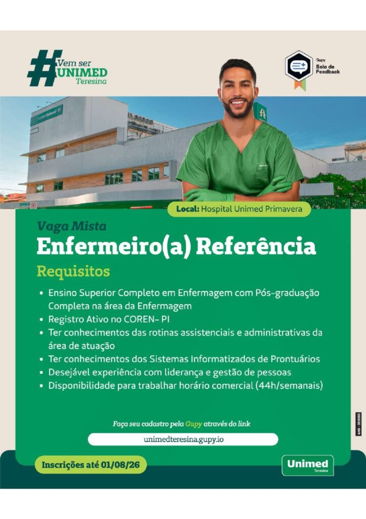 Vaga de emprego para Enfermeiro(a) Referência