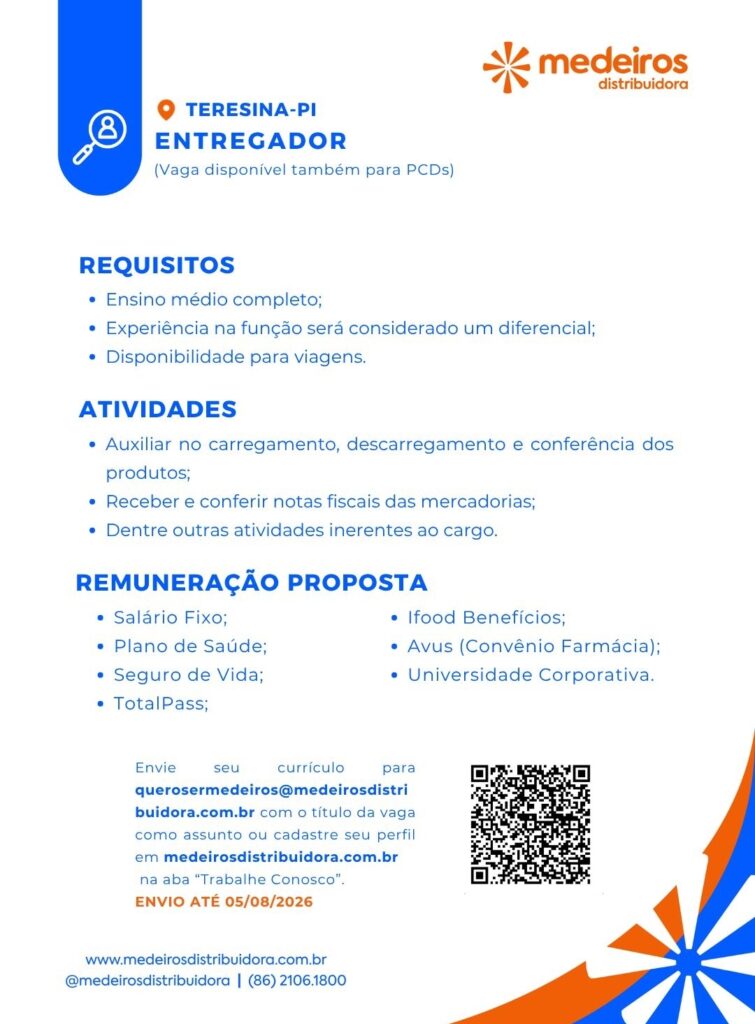 Vaga de emprego para Entregador