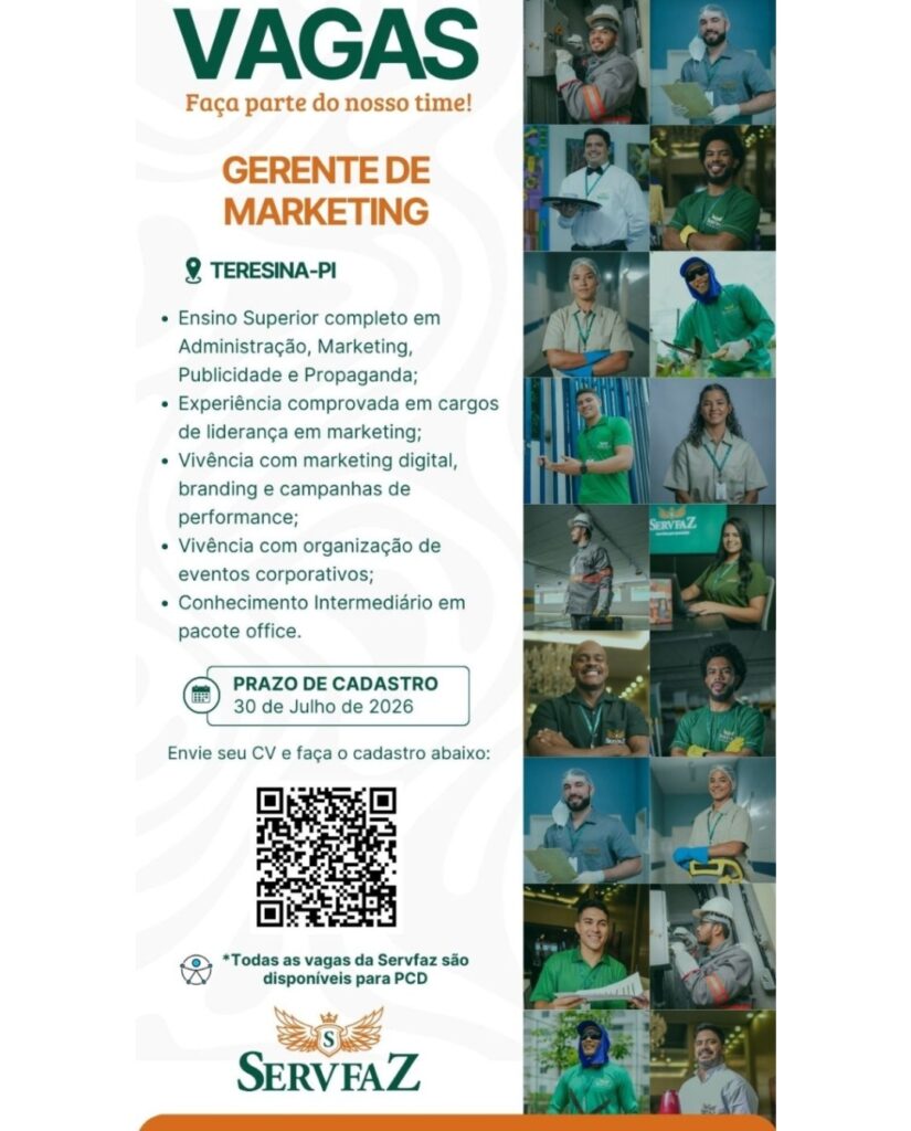 Vaga de emprego para Gerente de marketing em Teresina
