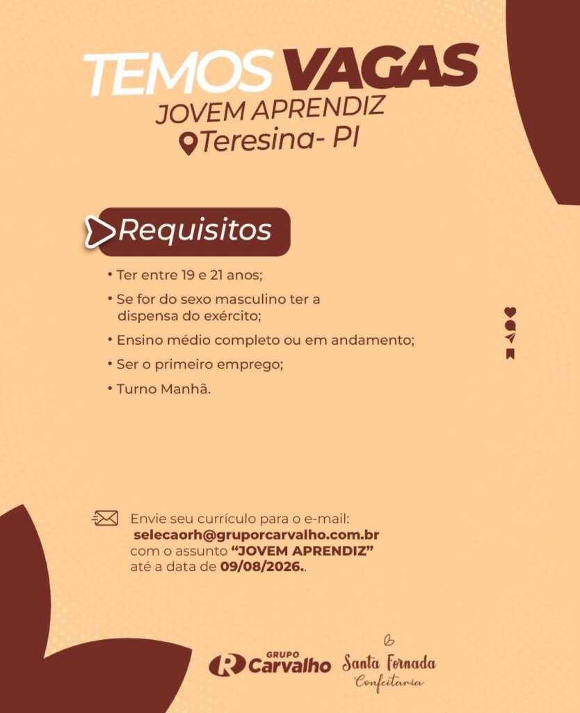 Vaga de emprego para Jovem Aprendiz