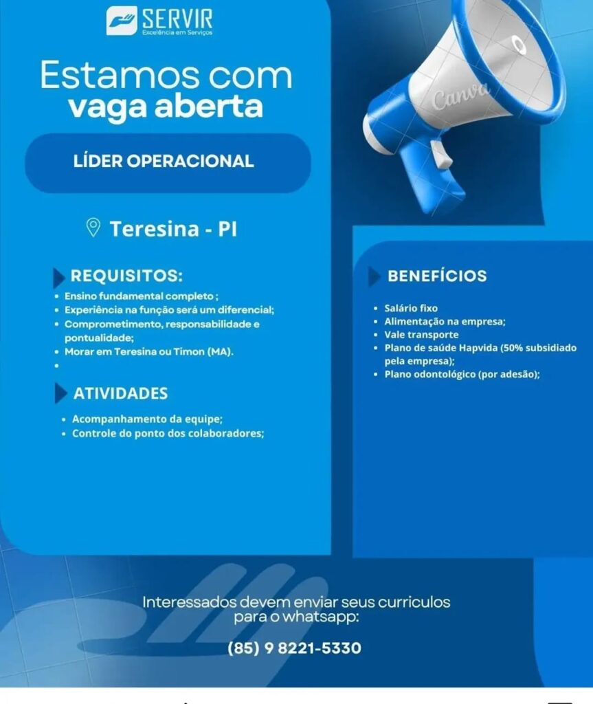 Vaga de emprego para Líder Operacional