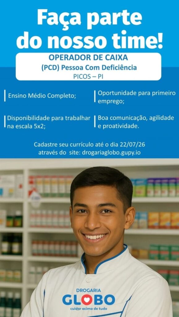 Vaga de emprego para Operador(a) de Caixa (PCD) em Picos