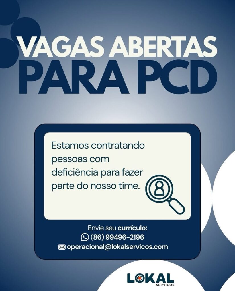 Vaga de emprego para PCD