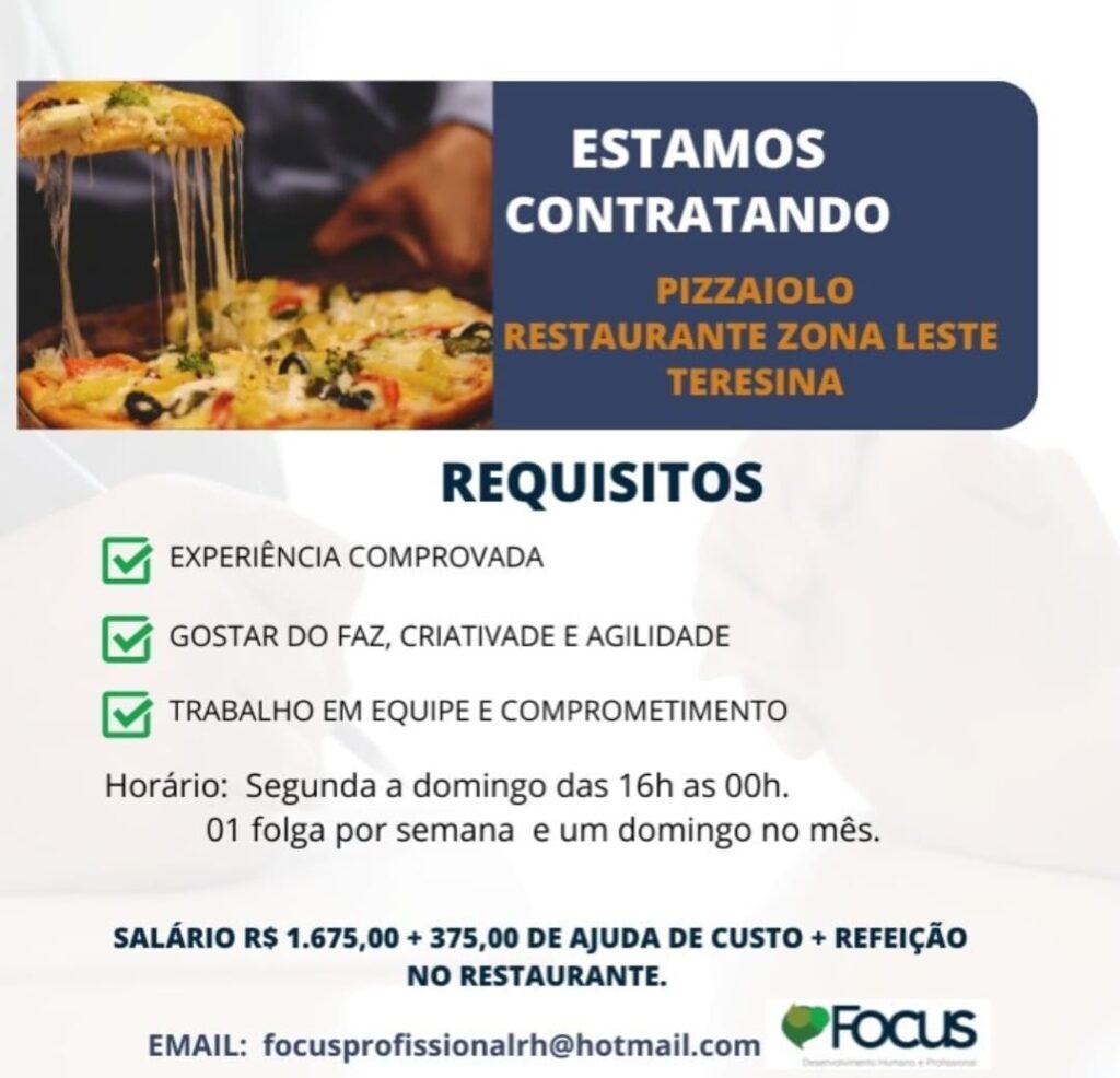 Vaga de emprego para Pizzaiolo