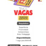 Vaga de emprego para Professor Substituto