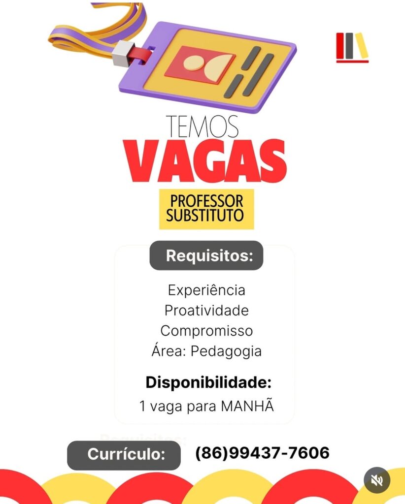 Vaga de emprego para Professor Substituto
