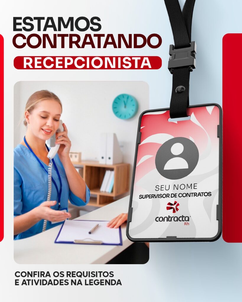Vaga de emprego para Recepcionista