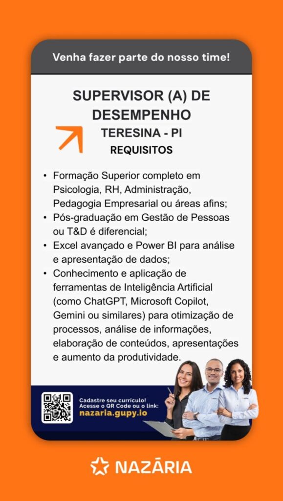 Vaga de emprego para Supervisor(a) de Desempenho