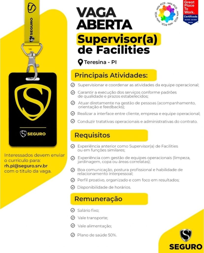 Vaga de emprego para Supervisor(a) de Facilities