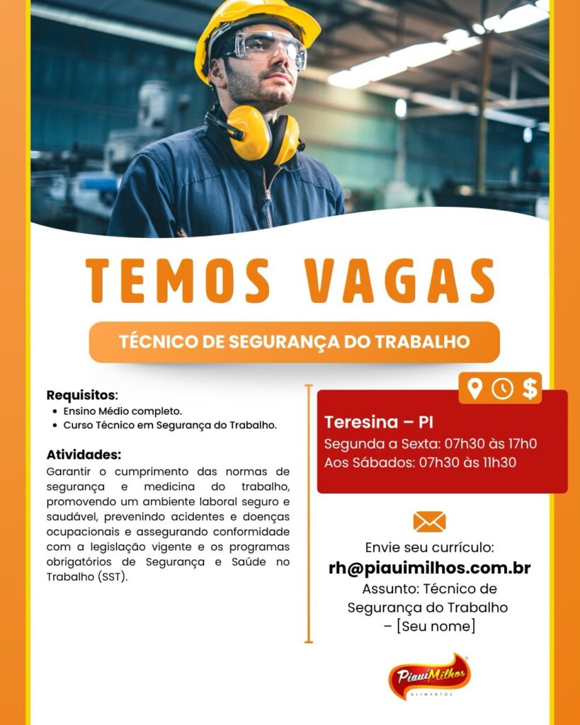 Vaga de emprego para Técnico de Segurança do Trabalho