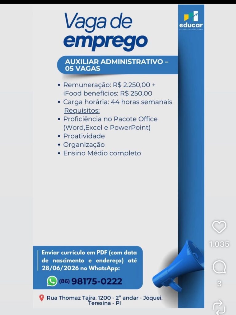 Vagas de emprego para Auxiliar Administrativo