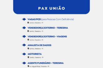 A PAX União está com diversas oportunidades de emprego em aberto para o Piauí