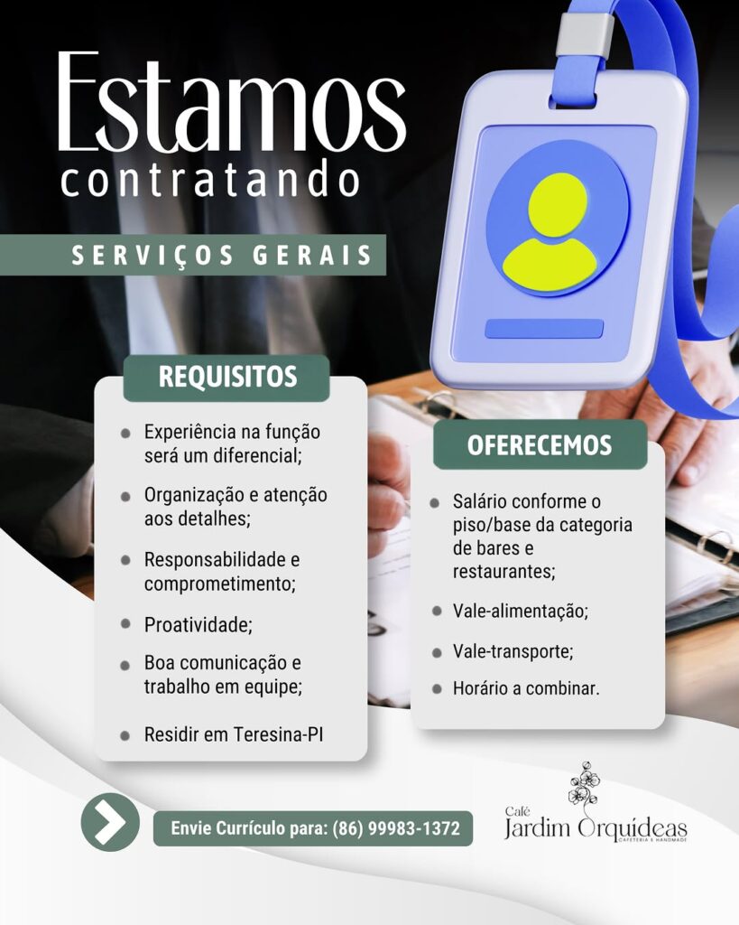 Vaga de emprego para Serviços Gerais