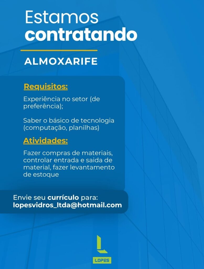 Vaga de emprego para Almoxarife
