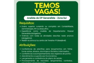 Vaga de emprego para Analista de DP Generalista