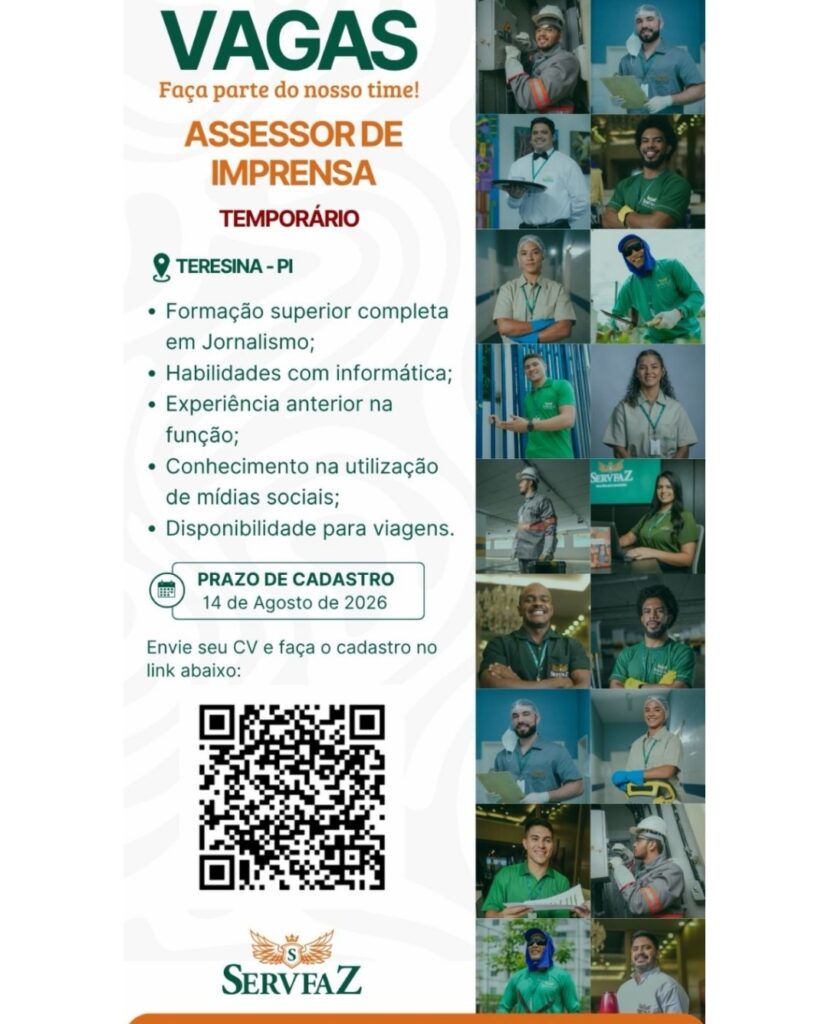 Vaga de emprego para Assessor de Imprensa