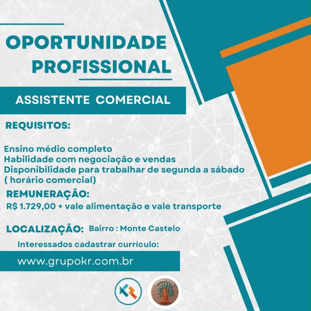 Vaga de emprego para Assistente Comercial