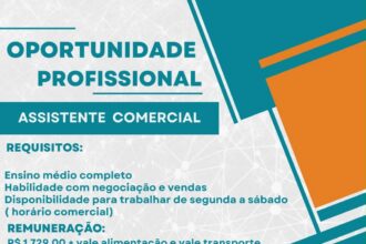 Vaga de emprego para Assistente Comercial