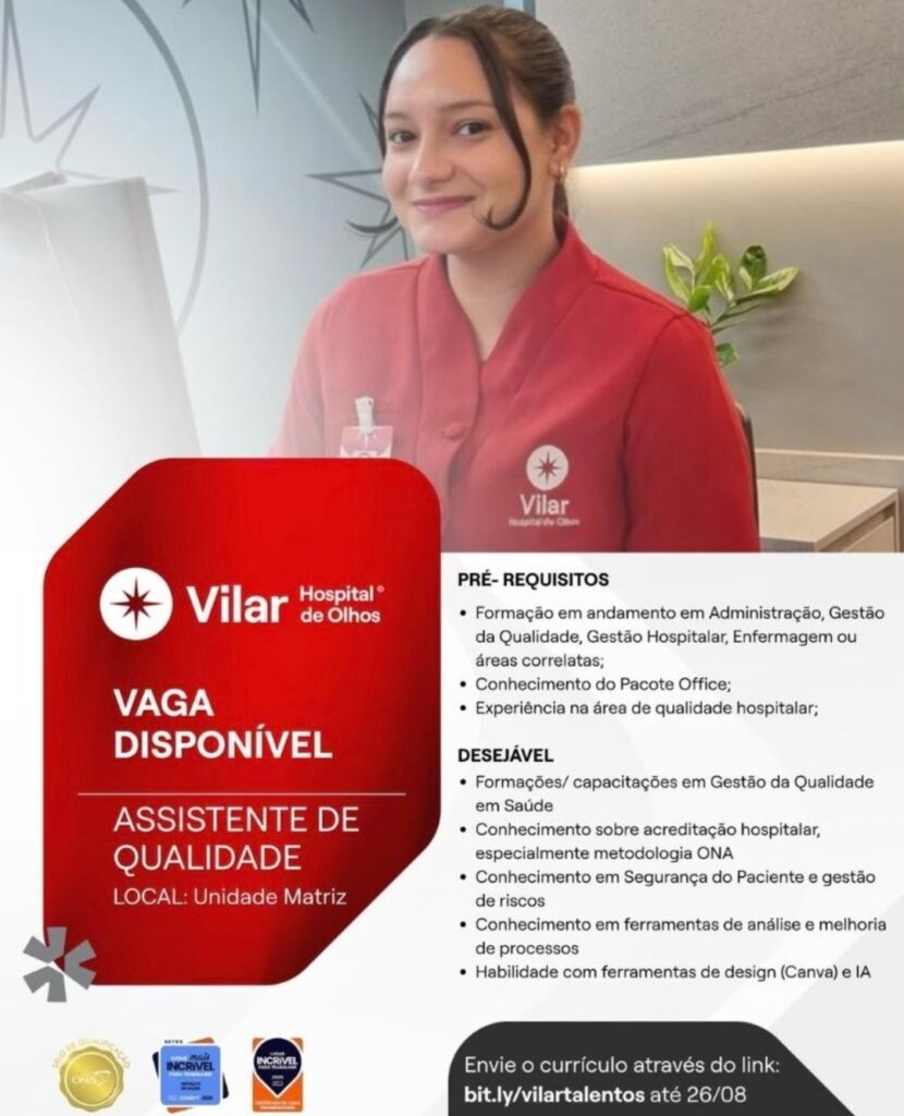Vaga de emprego para Assistente de Qualidade