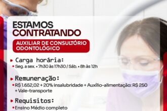 Vaga de emprego para Auxiliar de Consultório Odontológico