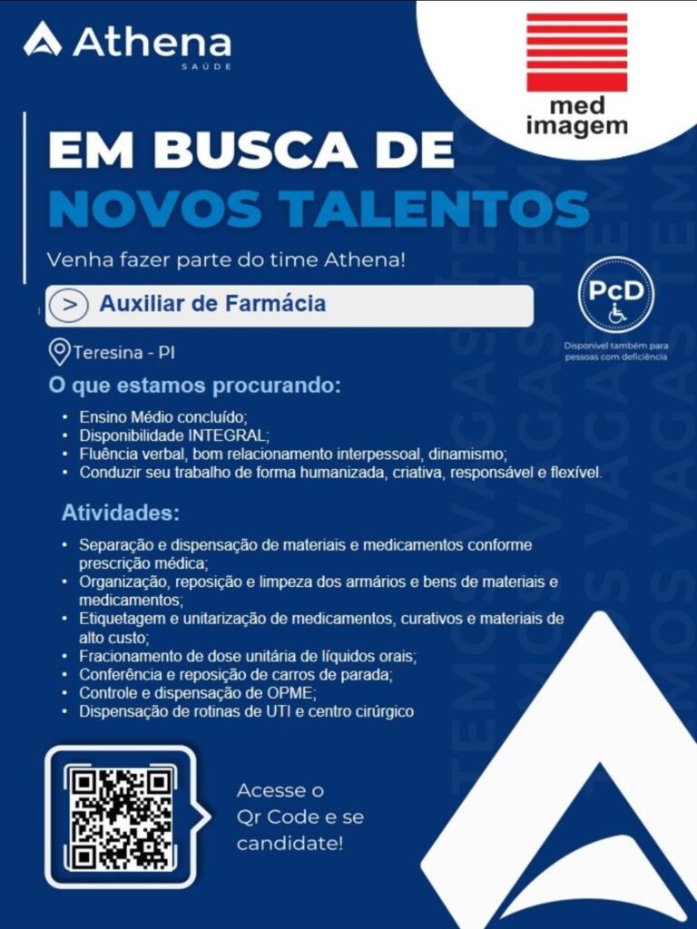 Vaga de emprego para Auxiliar de Farmácia