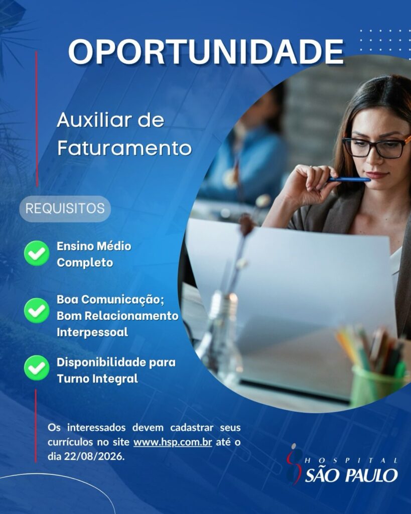 Vaga de emprego para Auxiliar de Faturamento
