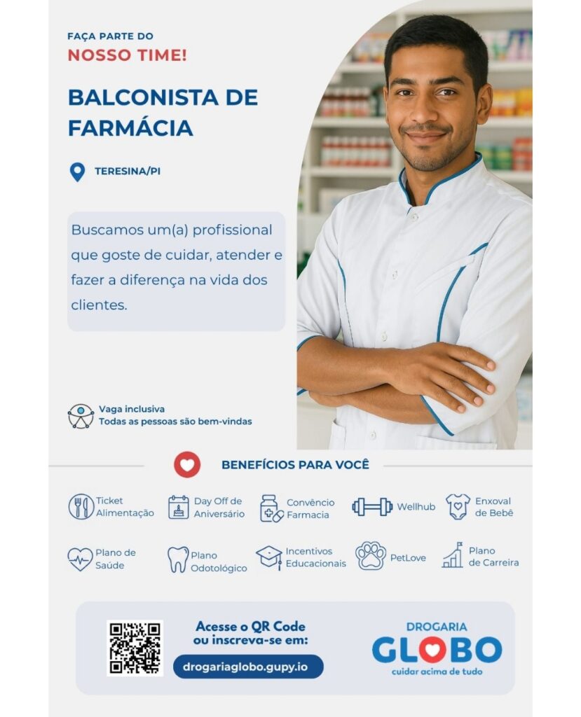 Vaga de emprego para Balconista de Farmácia