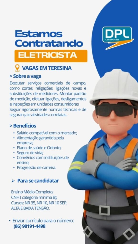 Vaga de emprego para Eletricista