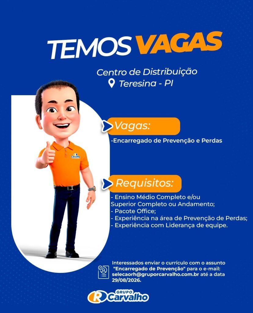 Vaga de emprego para Encarregado de Prevenção e Perdas