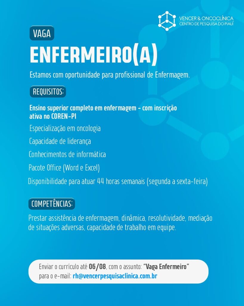 Vaga de emprego para Enfermeiro(a)