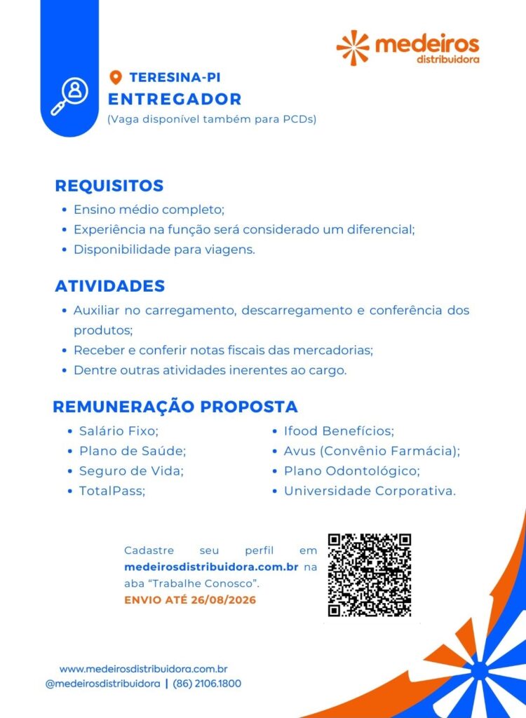 Vaga de emprego para Entregador