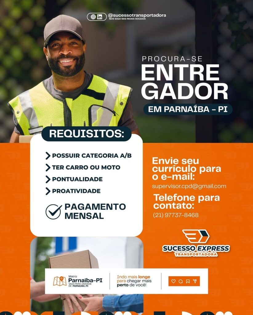 Vaga de emprego para Entregador em Parnaíba