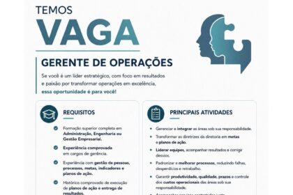 Vaga de emprego para Gerente de Operações