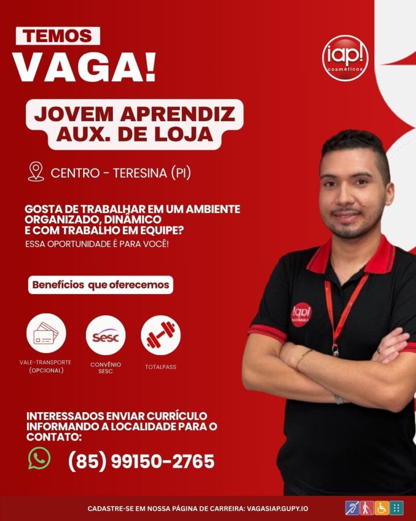 Vaga de emprego para Jovem Aprendiz