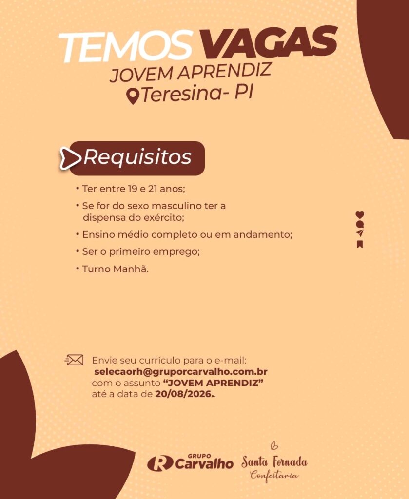 Vaga de emprego para Jovem Aprendiz