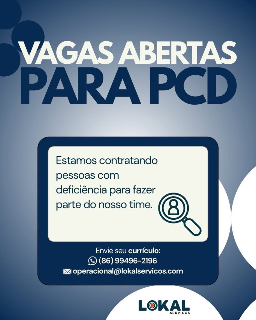 Vaga de emprego para PCD