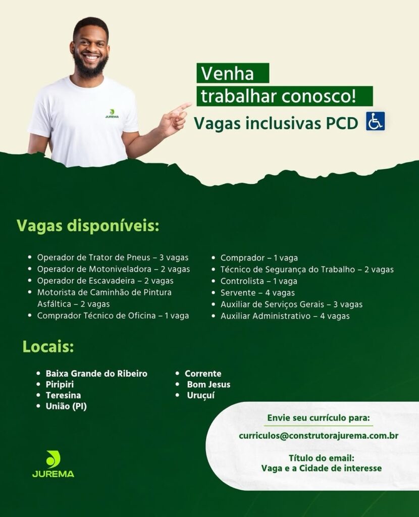 Vaga de emprego para PCD no Piauí