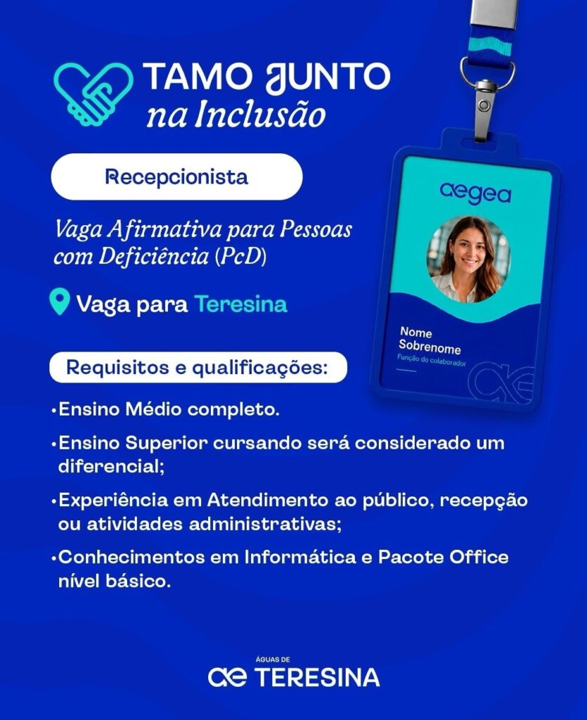 Vaga de emprego para Recepcionista