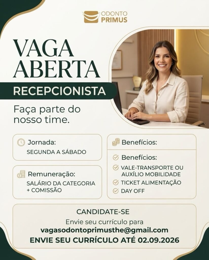 Vaga de emprego para Recepcionista em Teresina