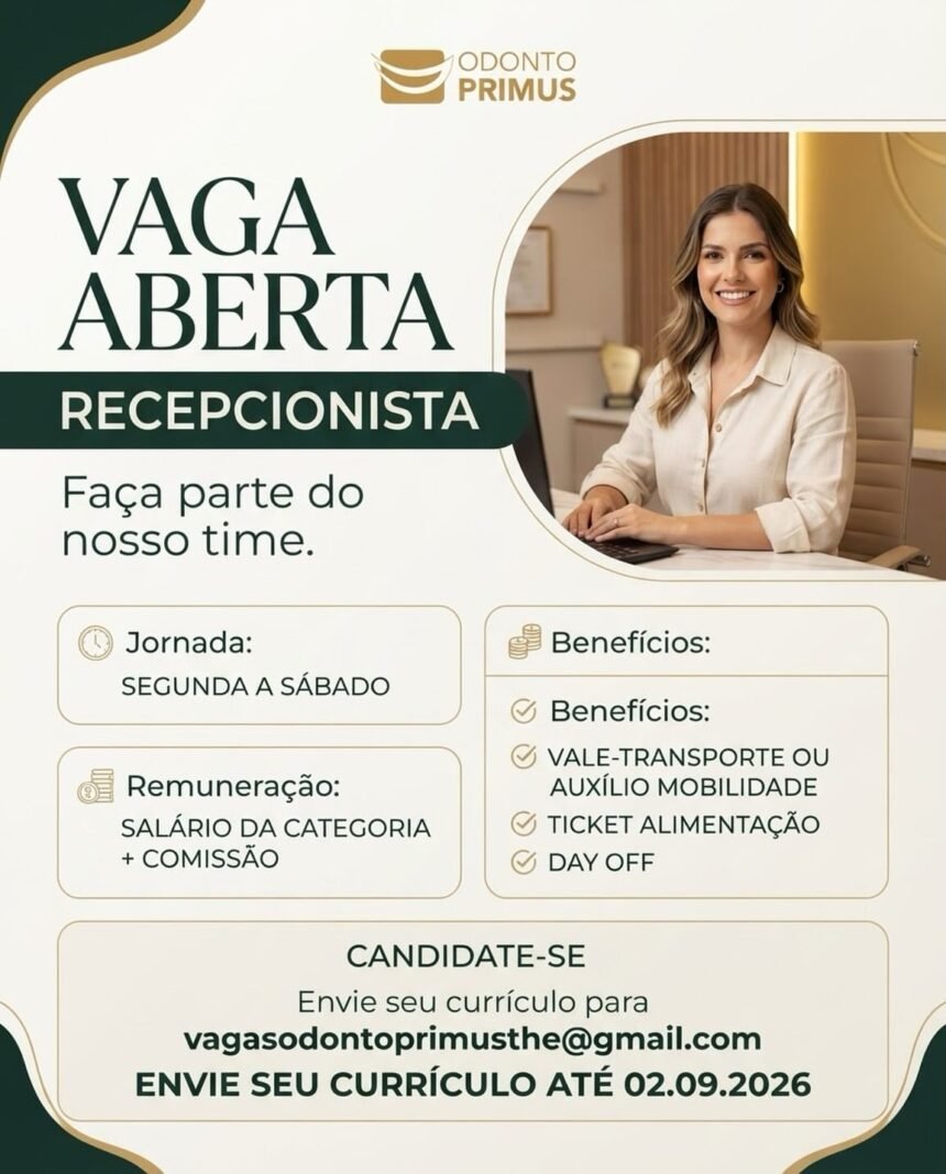 Vaga de emprego para Recepcionista em Teresina