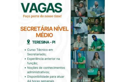Vaga de emprego para Secretária Ensino Médio