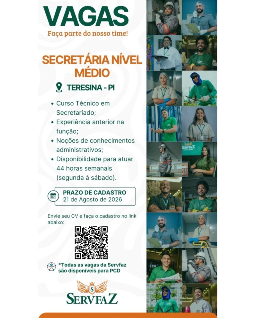 Vaga de emprego para Secretária Ensino Médio