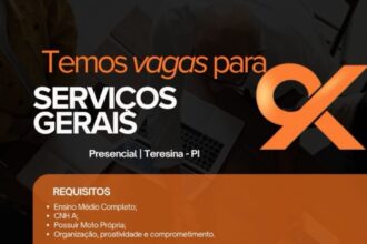 Vaga de emprego para Serviços Gerais